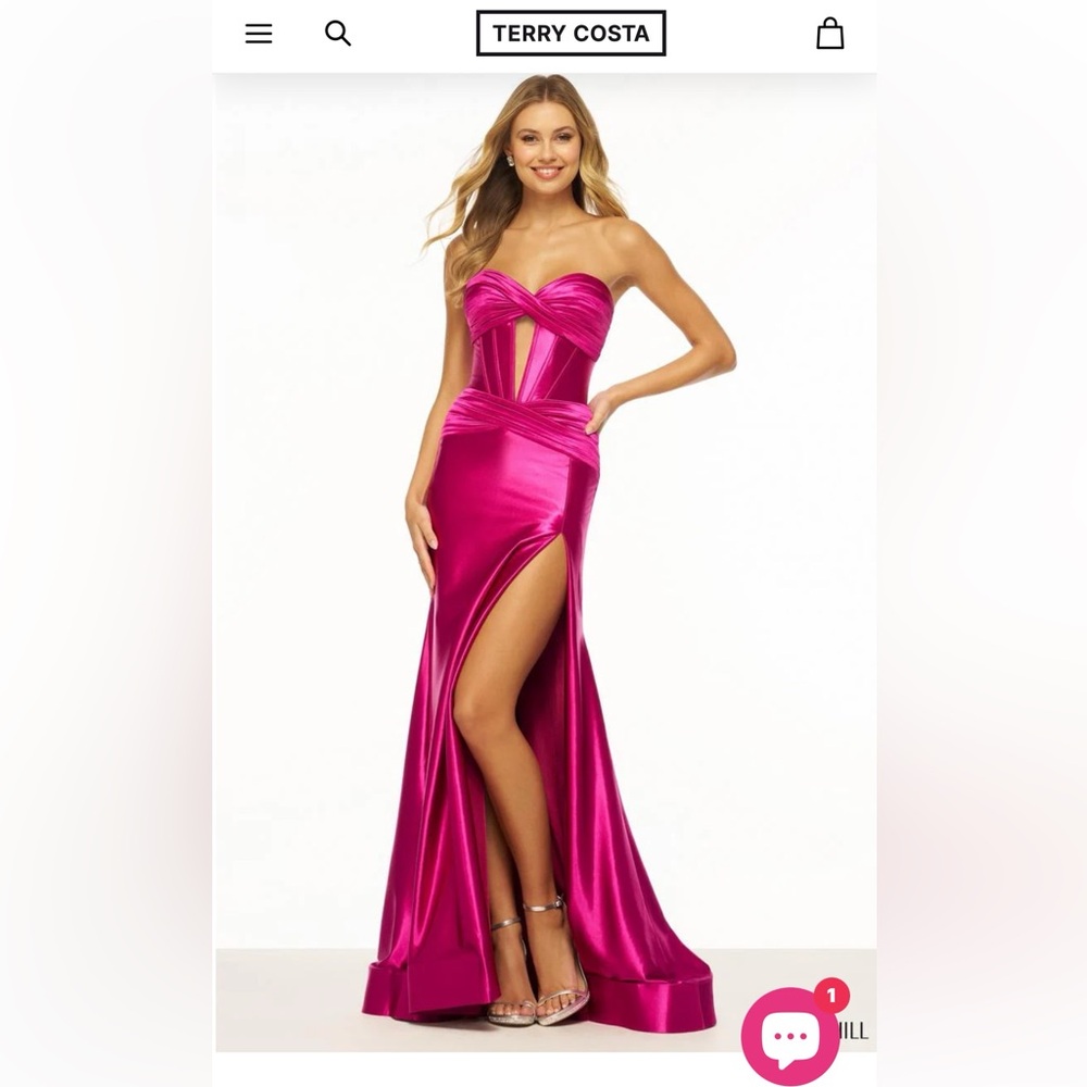 SHERRI HILL STRAPLESS SATIN CORSET Pink Full length 56161 - B size 0